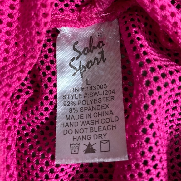 Soho Sport Pink Mesh Long Sleeve Hoodie - Picture 4 of 4